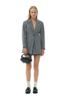 Check Mix Fitted Blazer | Frost Gray