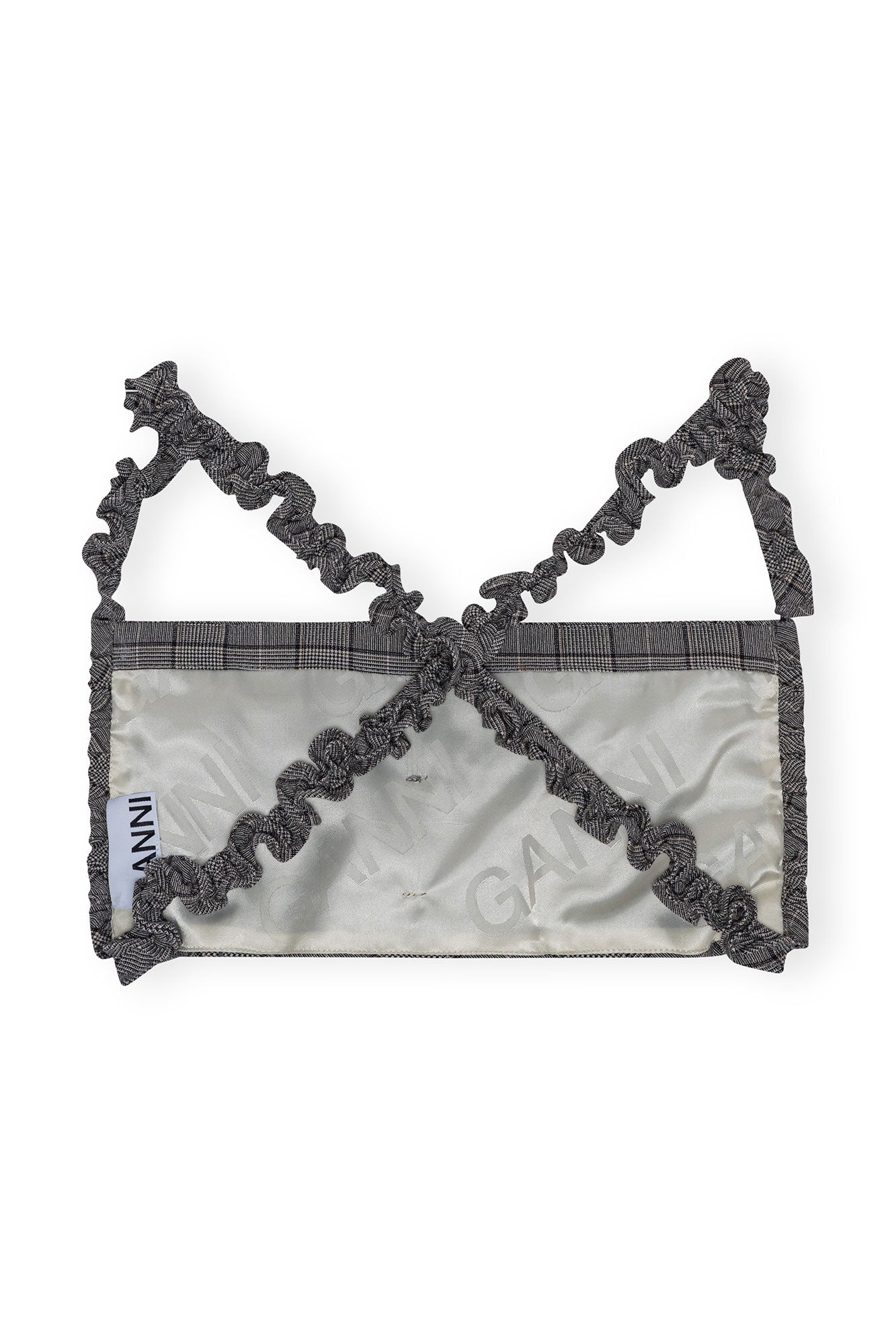 Checkered Mix Ruched Top | Frost Gray