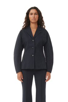 Striped Stretch Blazer | Sky Captain