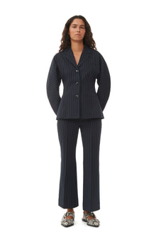 Striped Stretch Blazer | Sky Captain