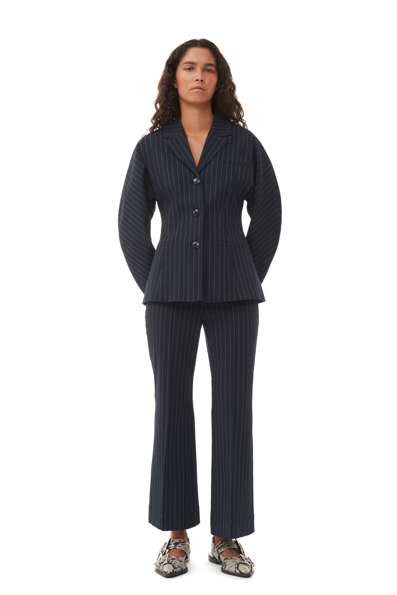 Striped Stretch Blazer | Sky Captain