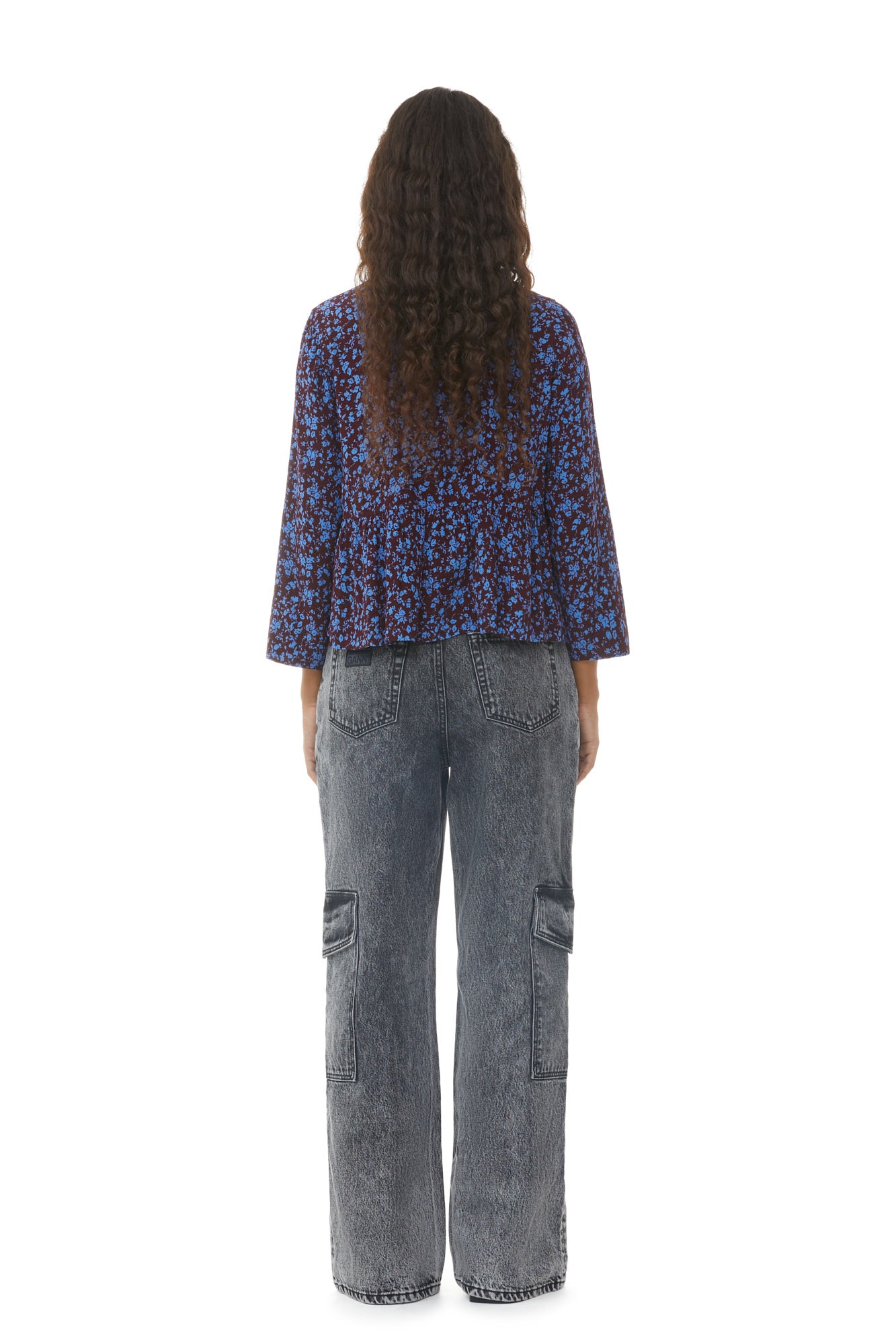 Printed Crepe Peplum Blouse | Port Royale