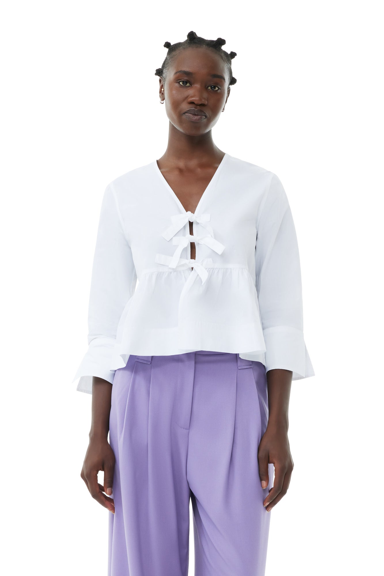 Light Solid High Waist Flared Leg Pants | Purple Haze