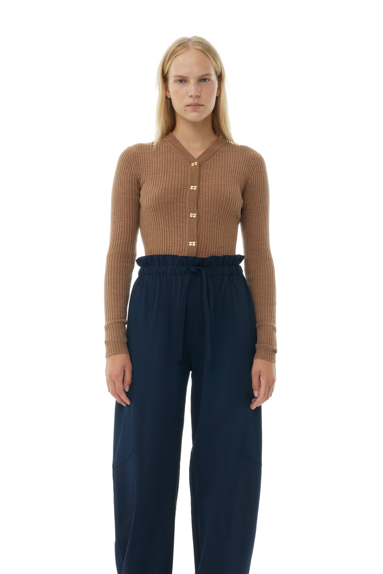 Light Solid Elasticated Waist Pants | Sky Captain