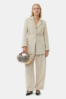 Textured Suiting Tie String Blazer | Oyster Gray