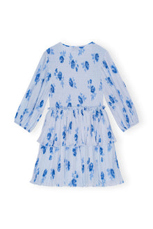 Pleated Georgette Flounce Smock Mini Dress | Heather