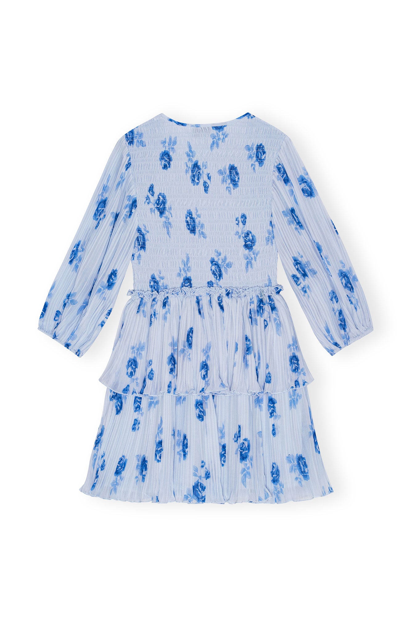 Pleated Georgette Flounce Smock Mini Dress | Heather