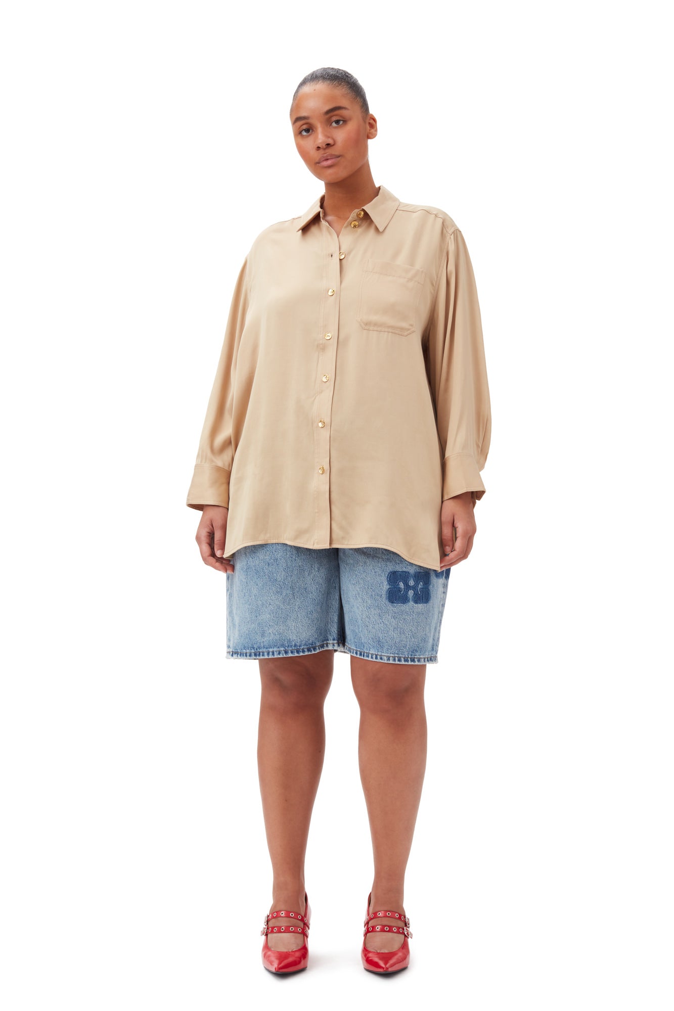 Washed Satin Shirt | Safari