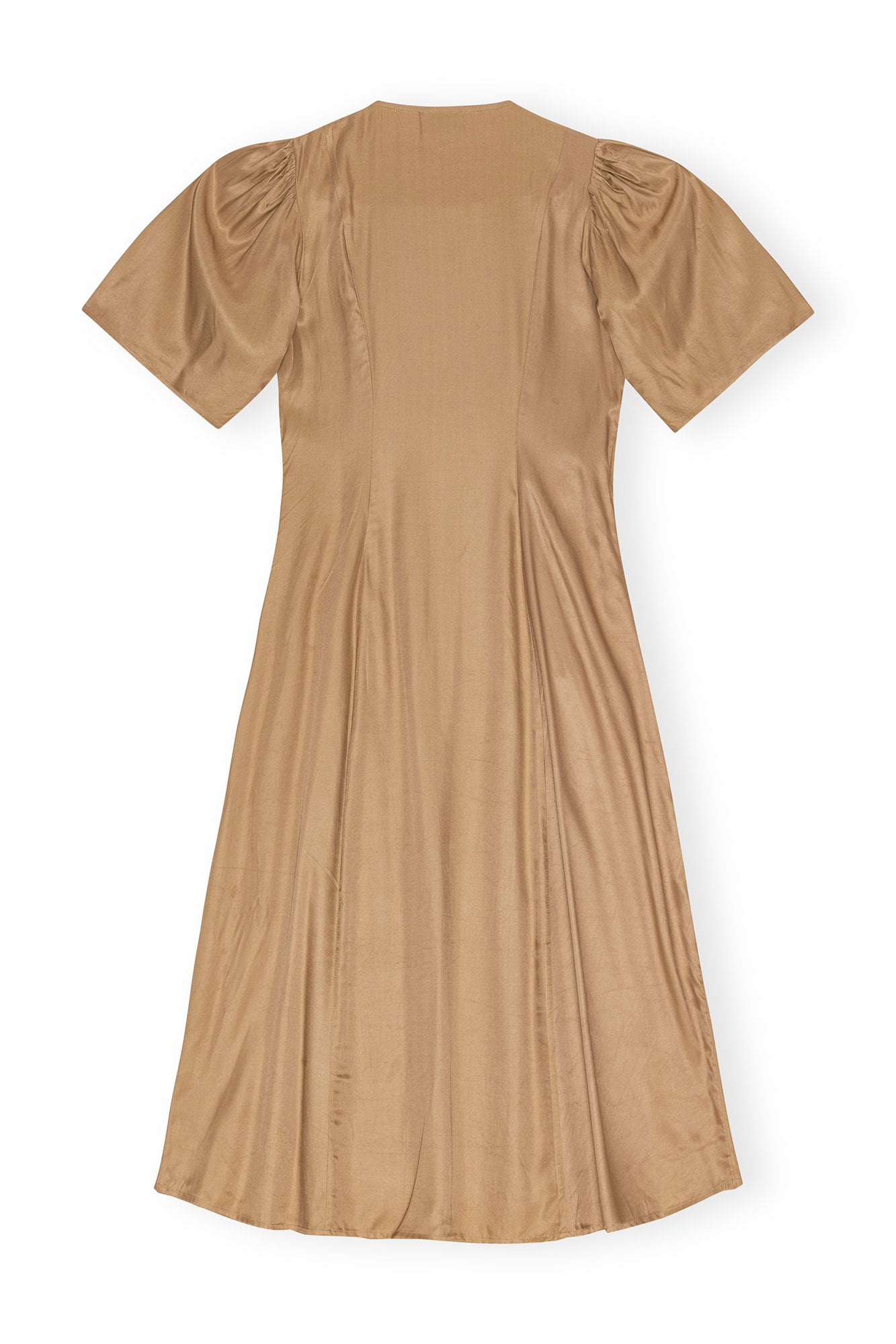 Viscose Twill Wrap Midi Dress | Tiger's Eye