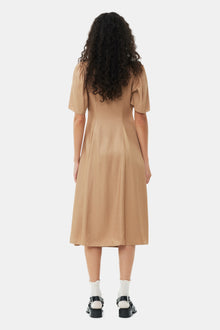 Viscose Twill Wrap Midi Dress | Tiger's Eye