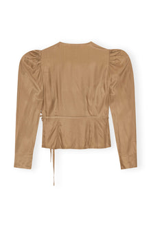 Viscose Twill Wrap Blouse | Tiger's Eye