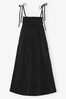 Viscose Habotai Midi Smock Strap Dress | Black