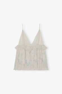 Pleated Georgette Strap Top | Tofu