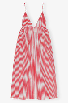 Stripe Cotton Strap Midi Dress | Barbados Cherry