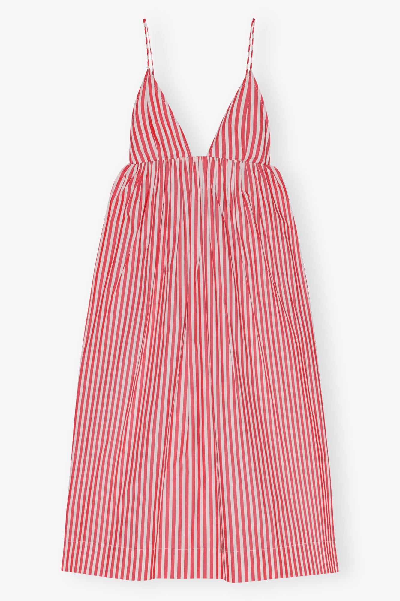 Stripe Cotton Strap Midi Dress | Barbados Cherry