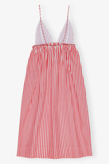 Stripe Cotton Strap Midi Dress | Barbados Cherry