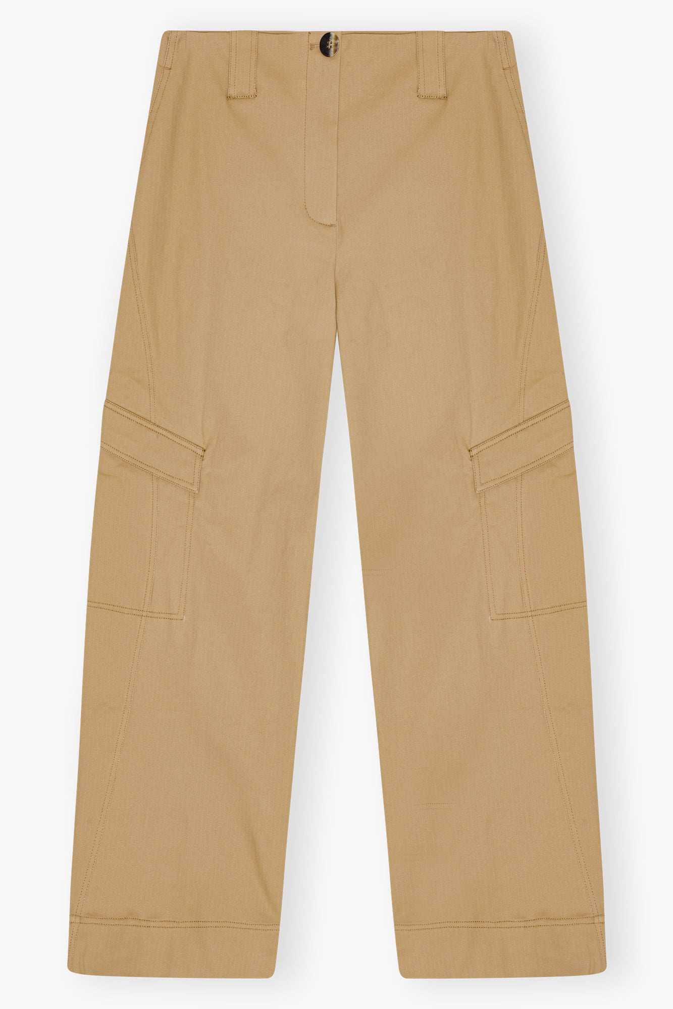Herringbone Canvas Mid Waist Trousers | Tiger's Eye