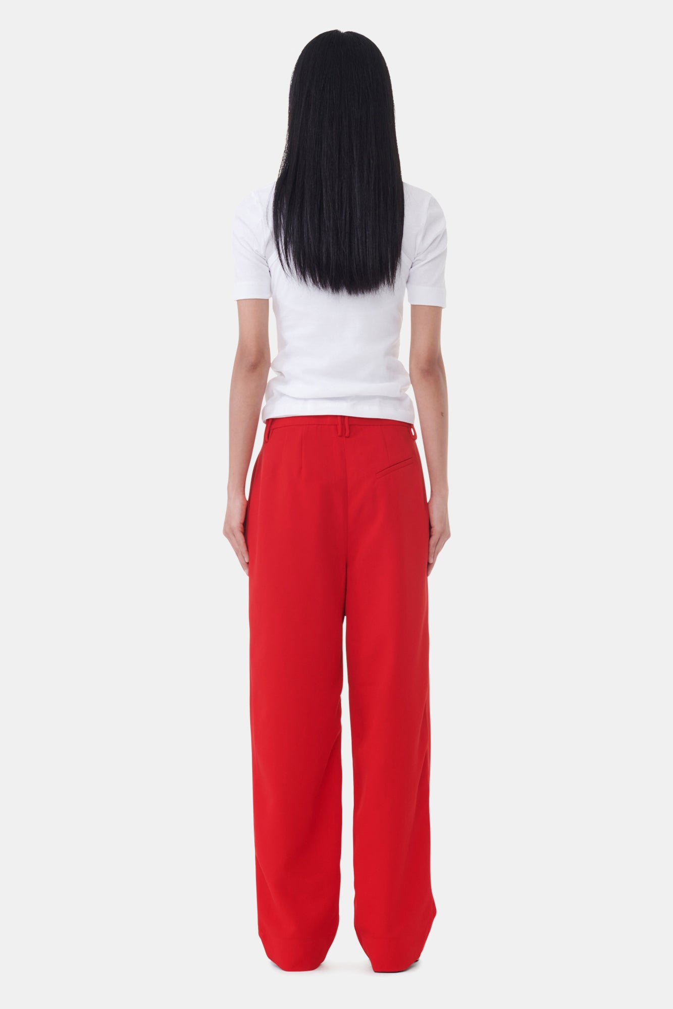 Light Twill Suiting Relaxed Pleated Pants | Barbados Cherry