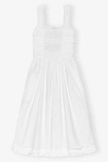 Cotton Poplin Midi Strap Smock Dress | Bright White