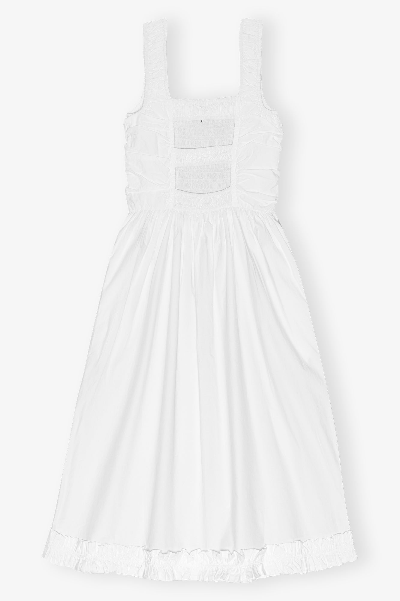 Cotton Poplin Midi Strap Smock Dress | Bright White