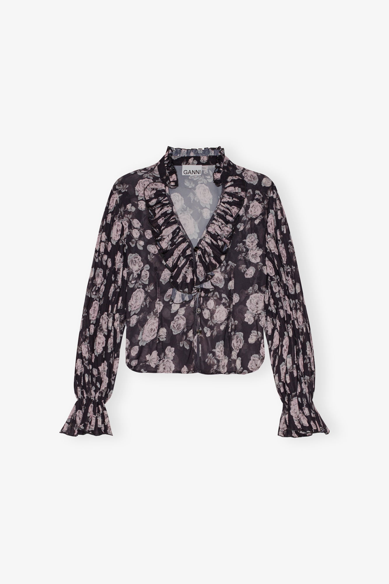 Floral Printed Pleated Georgette Blouse | Phantom