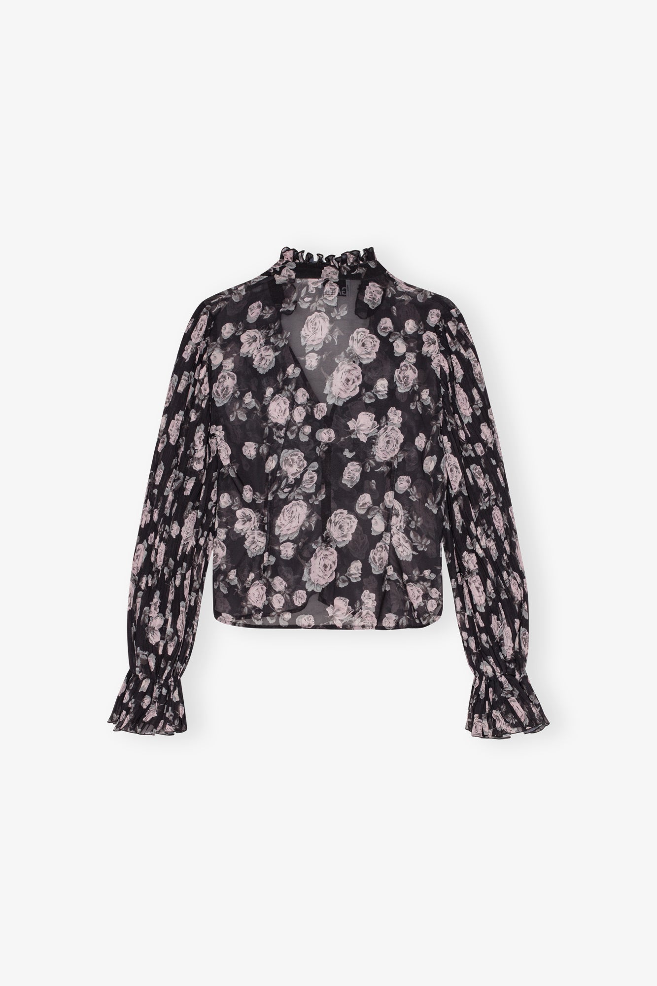 Floral Printed Pleated Georgette Blouse | Phantom