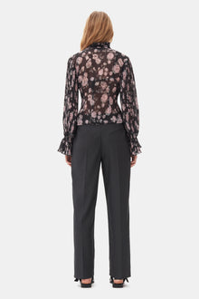 Floral Printed Pleated Georgette Blouse | Phantom