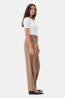 Drapey Melange Mid Waist Pants | Tiger's Eye