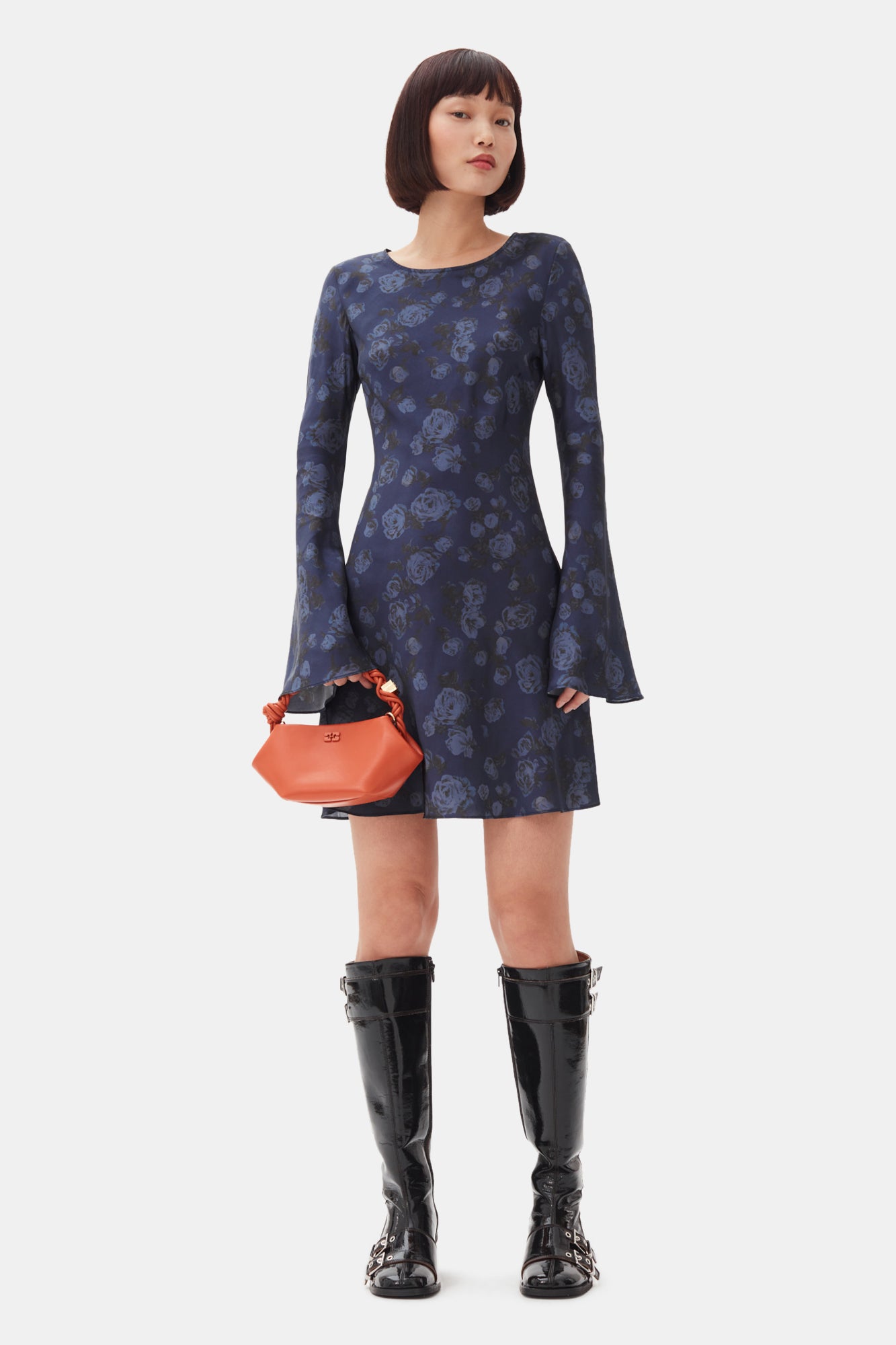 Printed Satin Mini Dress | Peacoat