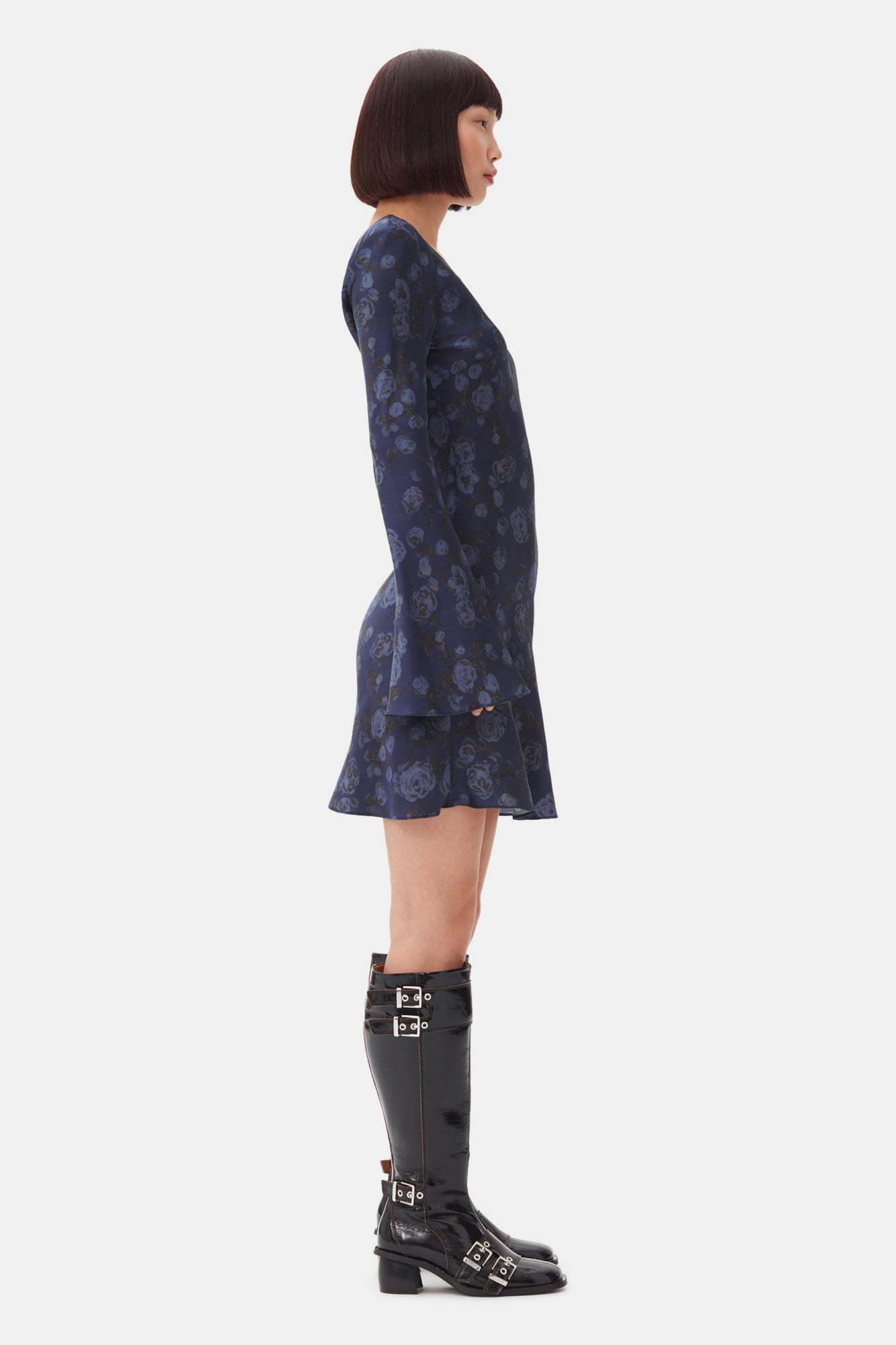 Printed Satin Mini Dress | Peacoat