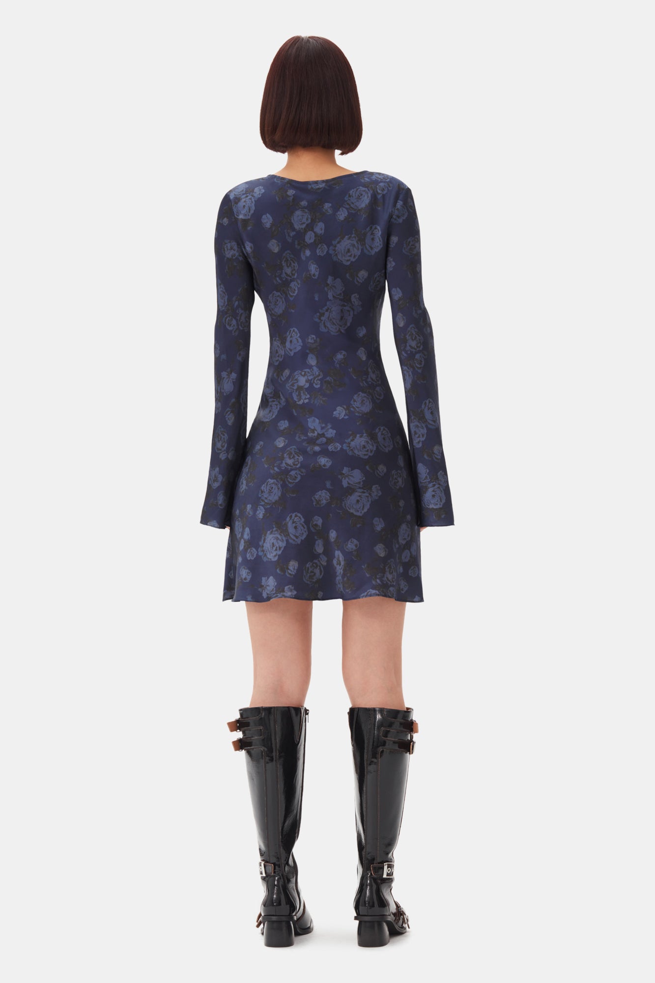 Printed Satin Mini Dress | Peacoat