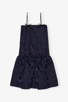 Botanical Jacquard Strap Midi Dress | Peacoat