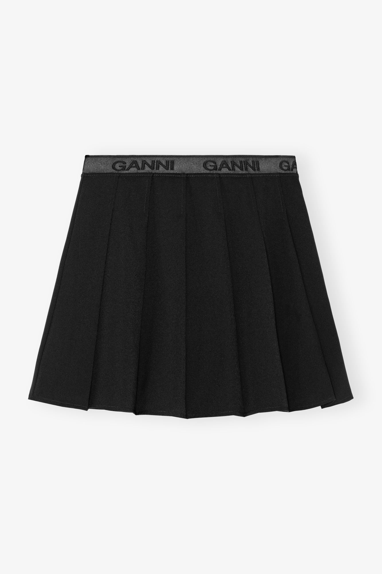 Light Twill Pleated Mini Skirt | Black