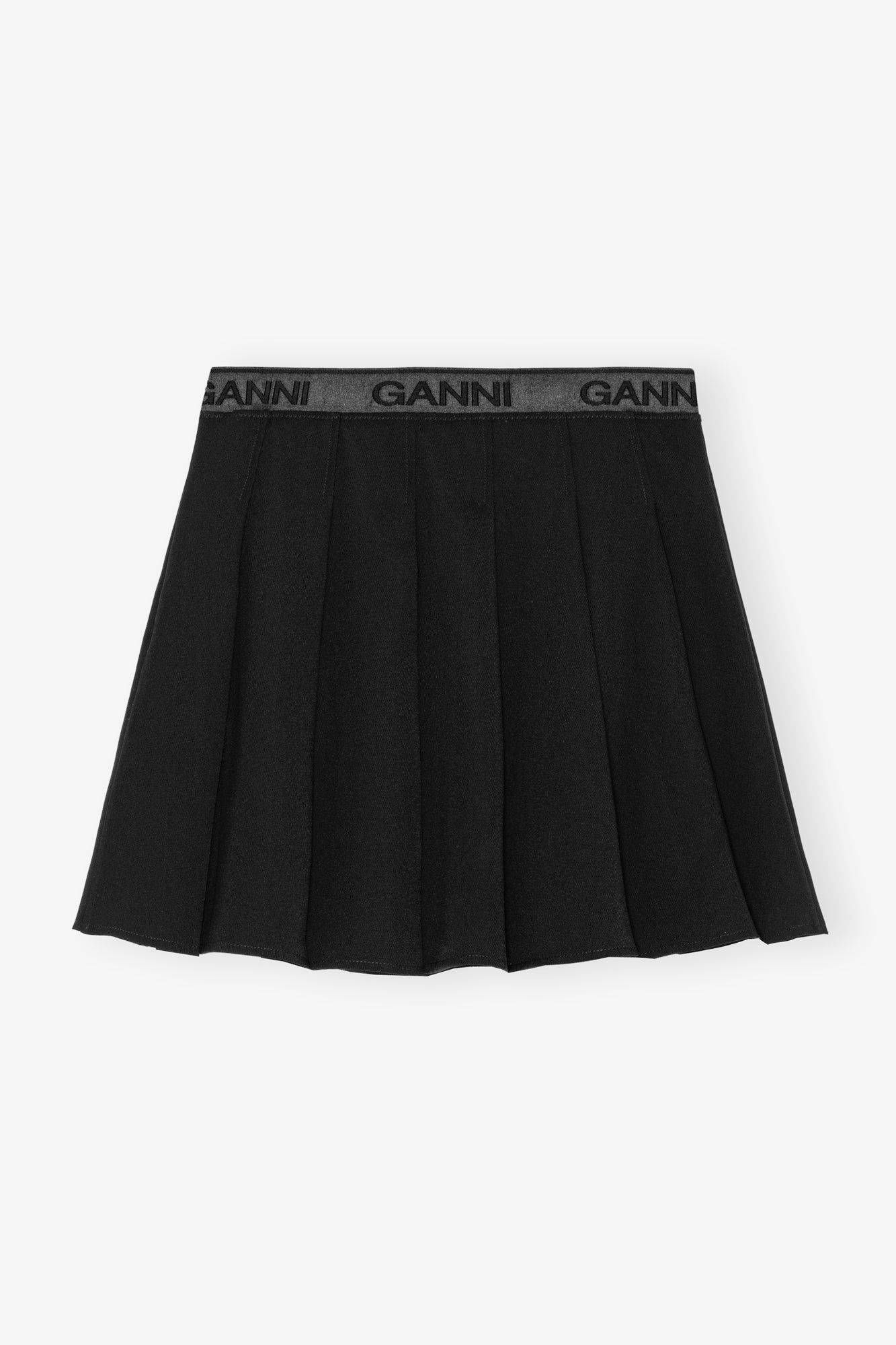 Light Twill Pleated Mini Skirt | Black