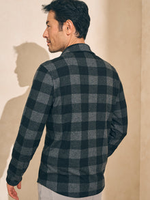 The Legend Sweater Shirt By Faherty In Charcoal Black Buffalo