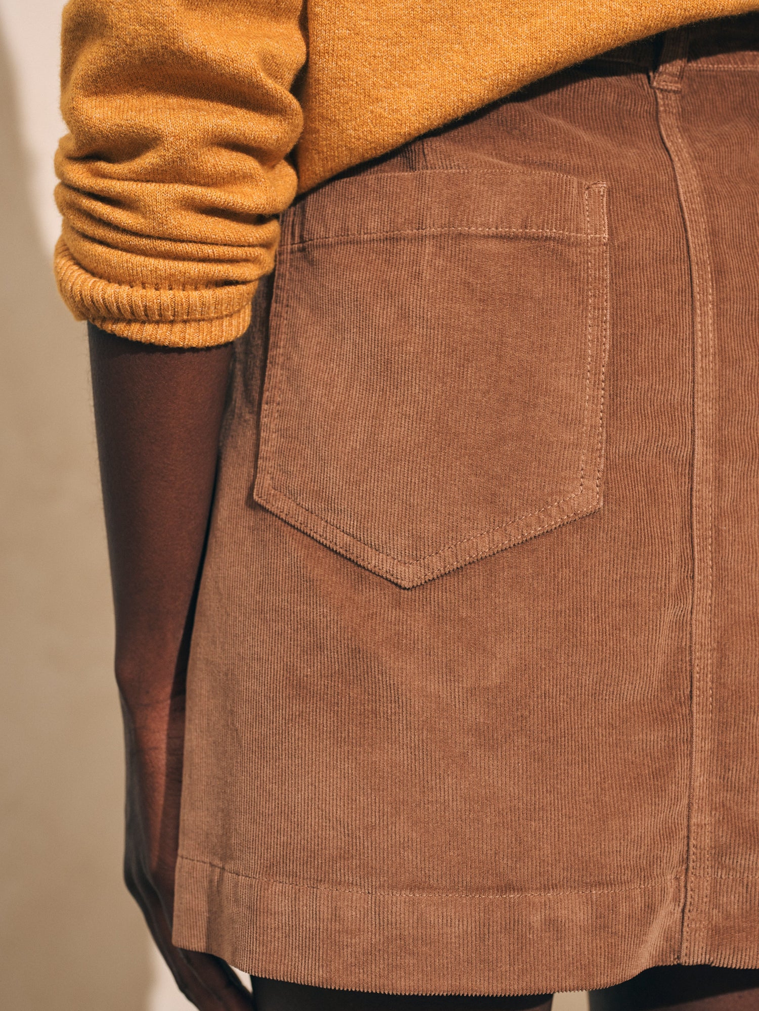 Womens | Stretch Cord Mini Skirt | Cord Brown