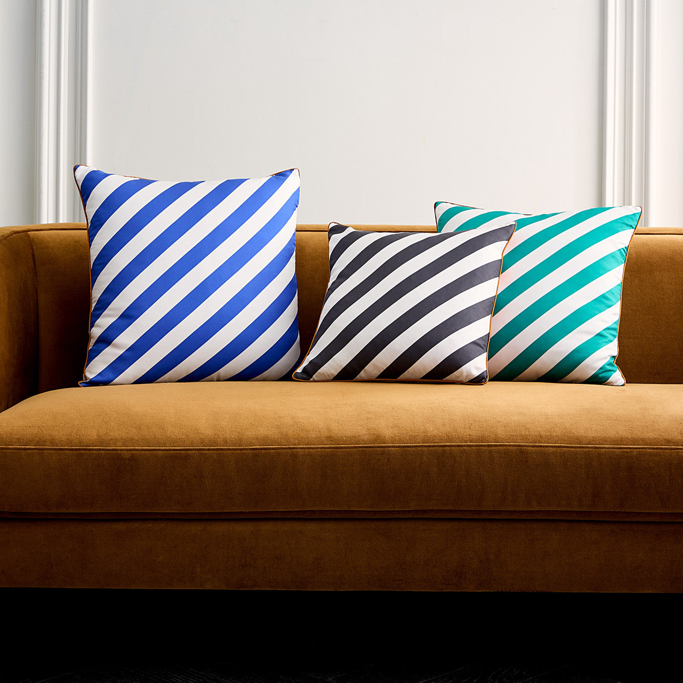 Cabana Green/Ivory Silk Pillow - styled view
