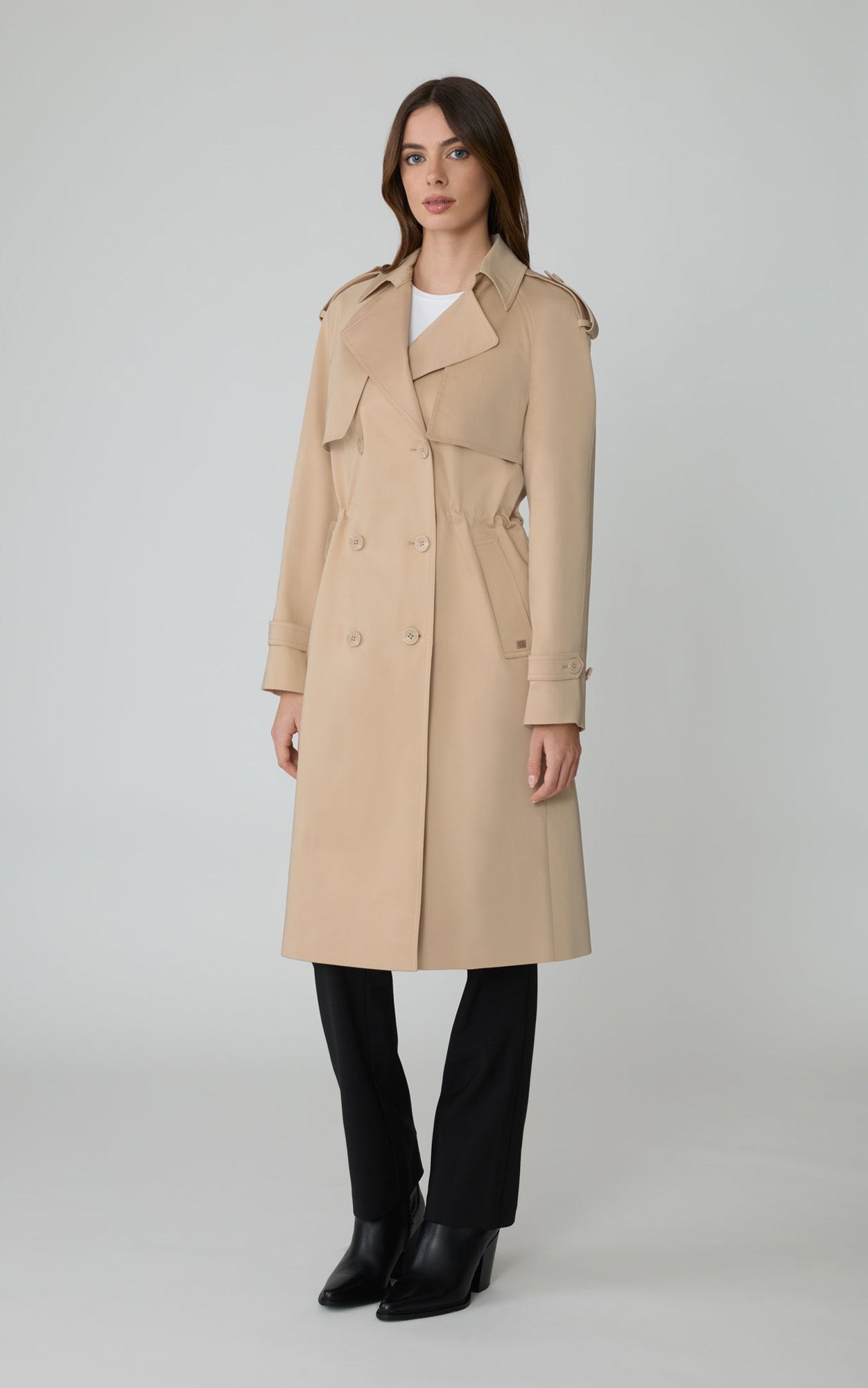 Fabiola Stretch Cotton Trench | Almond