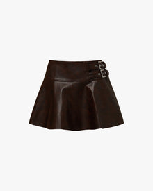 Vegan Leather Buckle Mini Skort | Dark Patina