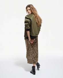 Bomber Jacket With Leopard Lining | Women | Khaki