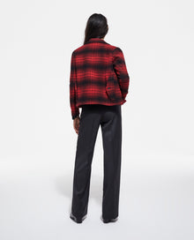 Wool Jacket With Check Motif | Women | Red x Black