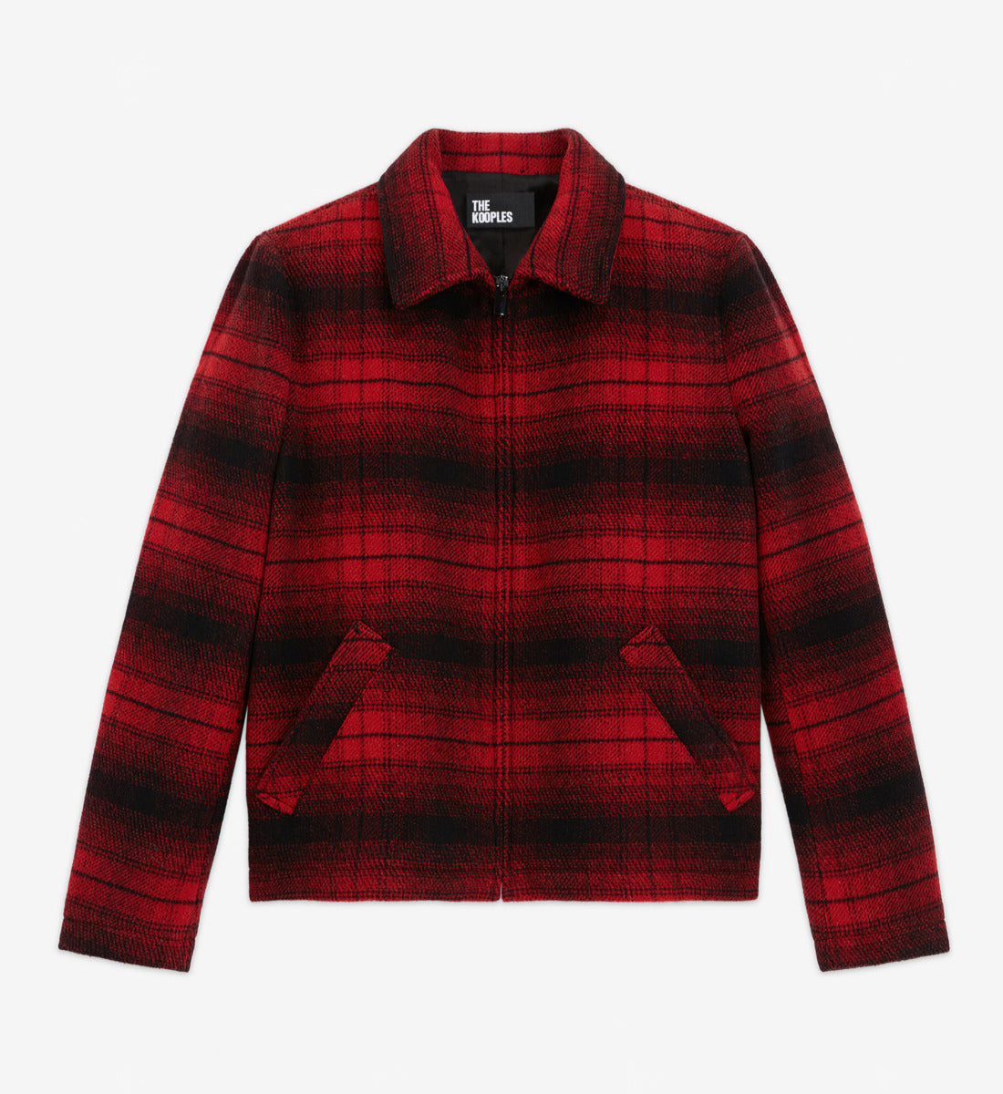 Wool Jacket With Check Motif | Women | Red x Black