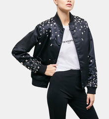 Bomber Jacket With Rhinestones | Women | Black