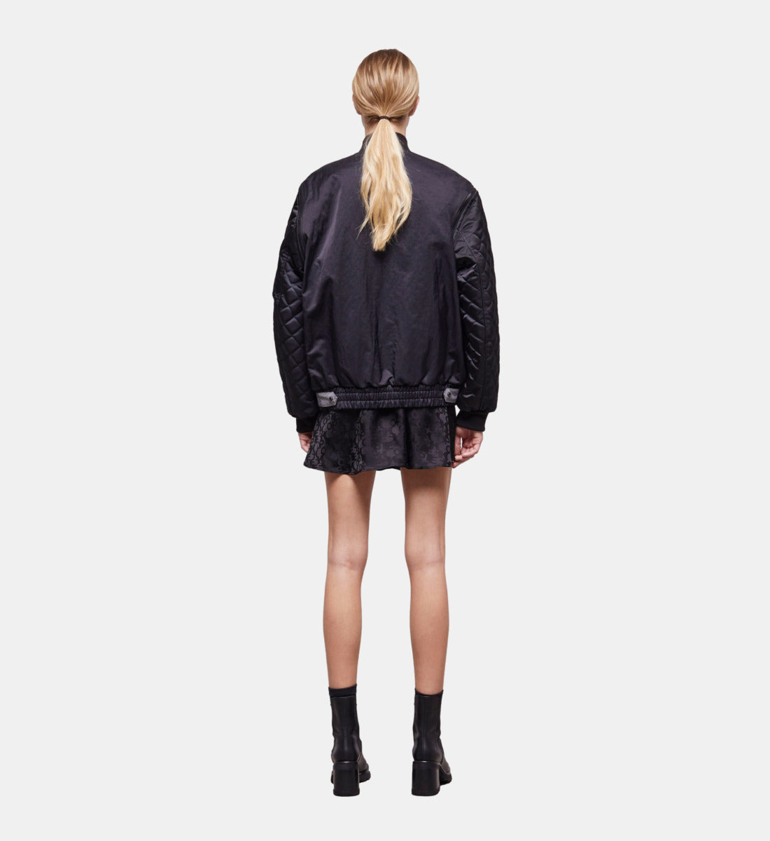 Satin Bomber Jacket With Detachable Sleeves | Women | Black