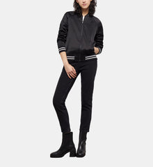 Satin Zipped Sweatshirt | Women | Black