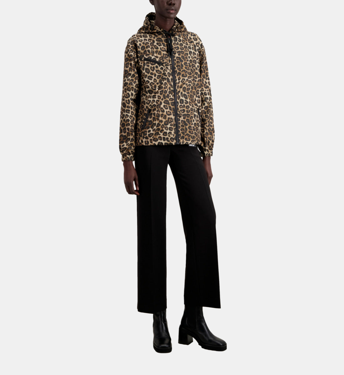 Printed Hooded Windbreaker Jacket | Women | Leopard