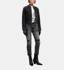 Denim Biker Jacket | Women | Black Washed