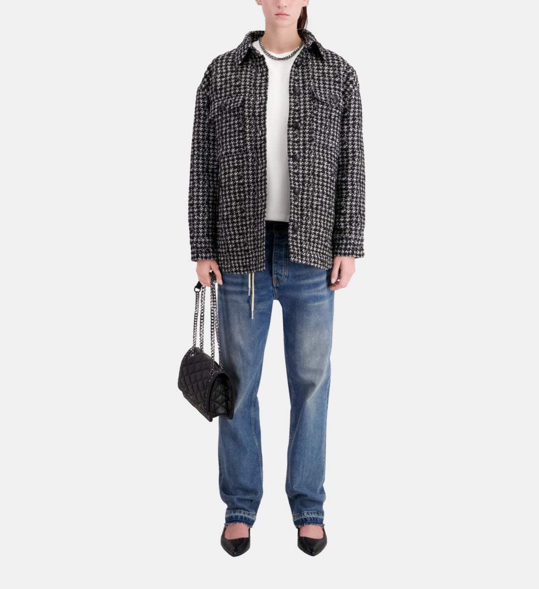 Tweed Overshirt Jacket | Women | Black x White