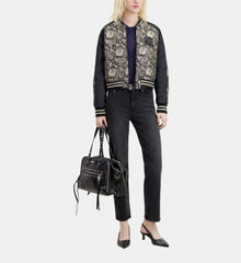 Jacket With Metallic Jacquard | Women | Black Grey