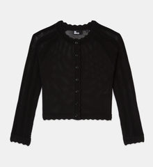 Short Openwork Knit Cardigan | Women | Black